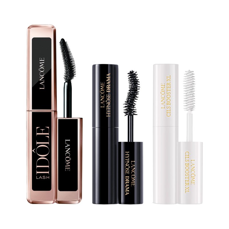 Glam Lashes On-The-Go Travel Size Mascara Gift Set - Cils Booster XL Enhancing Lash Primer 0.13 Fl Oz, Lash Idôle 0.16 Fl Oz, and Hypnôse Drama 0.13 Fl Oz