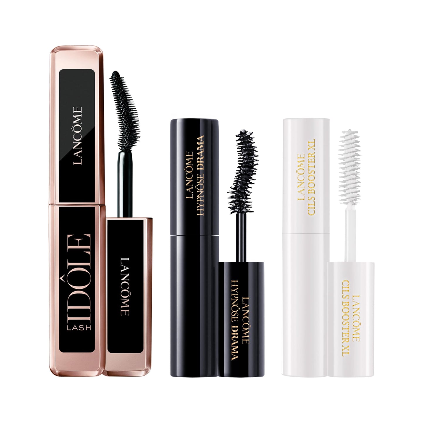 Glam Lashes On-The-Go Travel Size Mascara Gift Set - Cils Booster XL Enhancing Lash Primer 0.13 Fl Oz, Lash Idôle 0.16 Fl Oz, and Hypnôse Drama 0.13 Fl Oz