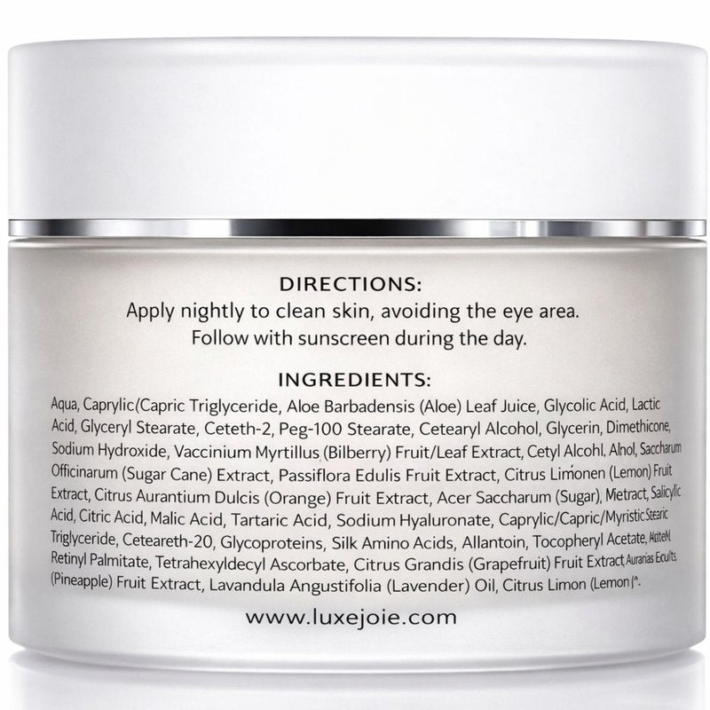 LuxeJoie Glycolic Moisture Creme – Exfoliating Face Moisturizer with Glycolic Acid – Lightweight Hydrating Cream for Smoother-Looking Skin – 1.7 oz