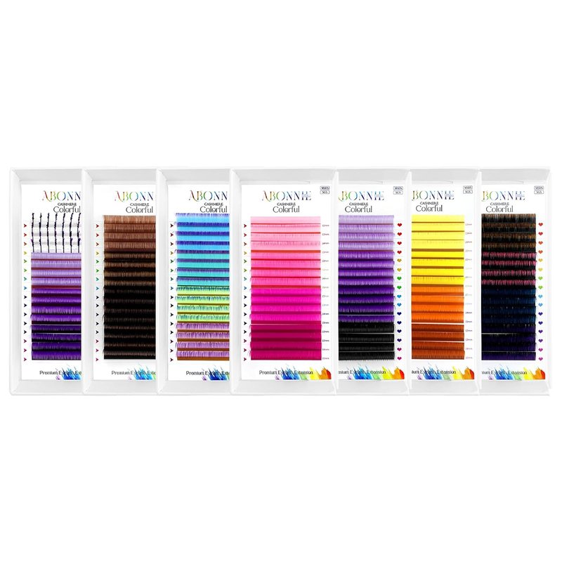 Colored Lash Extensions - 16 Rows Cashmere 0.07 D Curl | 12mm Pink Gradient for Professionals
