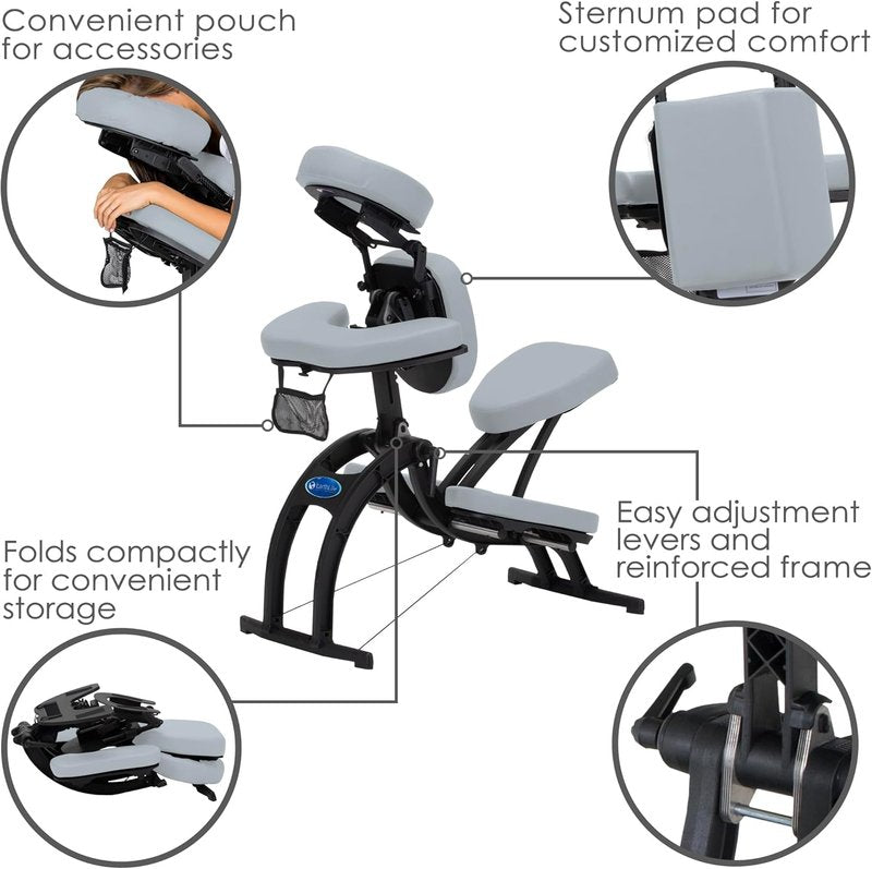 Portable Massage Chair - AVILA II Premium Folding Spa & Tattoo Chair | Includes Rolling Carry Case