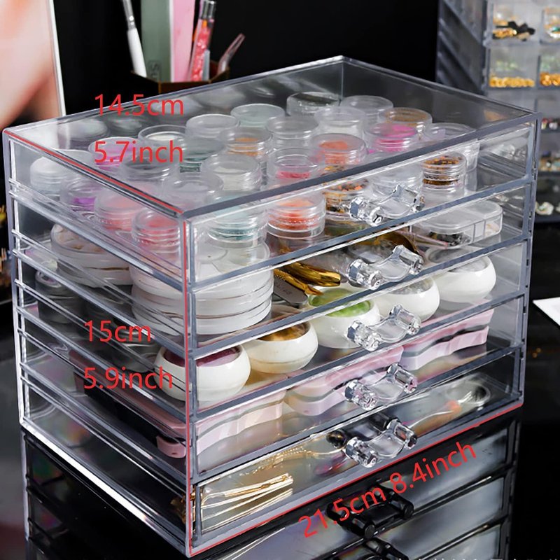 Acrylic 5-Tier Nail Art Storage Box - Transparent Organizer for Jewelry & Cosmetics | Display Stand