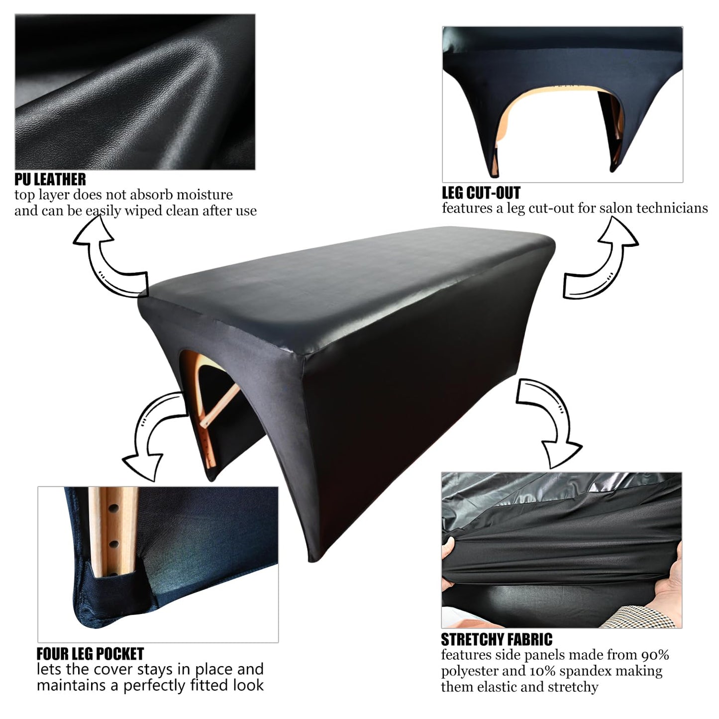 32" Wide PU Leather Lash Bed Cover, Waterproof Massage Table Protector