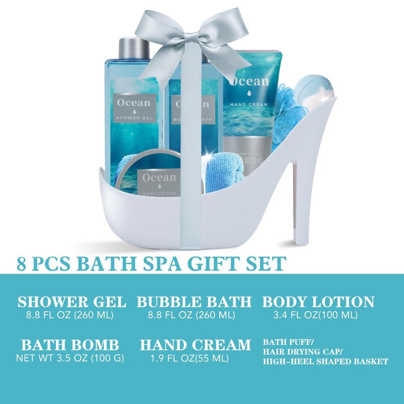 Spa Luxetique Gifts for Women High Heel Gift Set for Women 8pcs Ocean Breeze Spa Gift for Womens Birthday Gift for Womens Wife Girlfriend Coworker Nurse