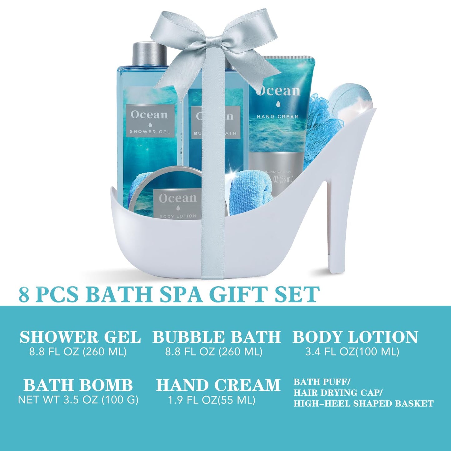 Spa Luxetique Gifts for Women High Heel Gift Set for Women 8pcs Ocean Breeze Spa Gift for Womens Birthday Gift for Womens Wife Girlfriend Coworker Nurse