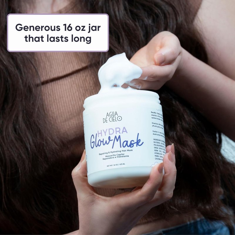 Hydra Glow Mask - Intensive Deep Conditioning Hair Treatment for Dry, Damaged Hair | Strengthens, Hydrates & Reduces Frizz - 16 Oz