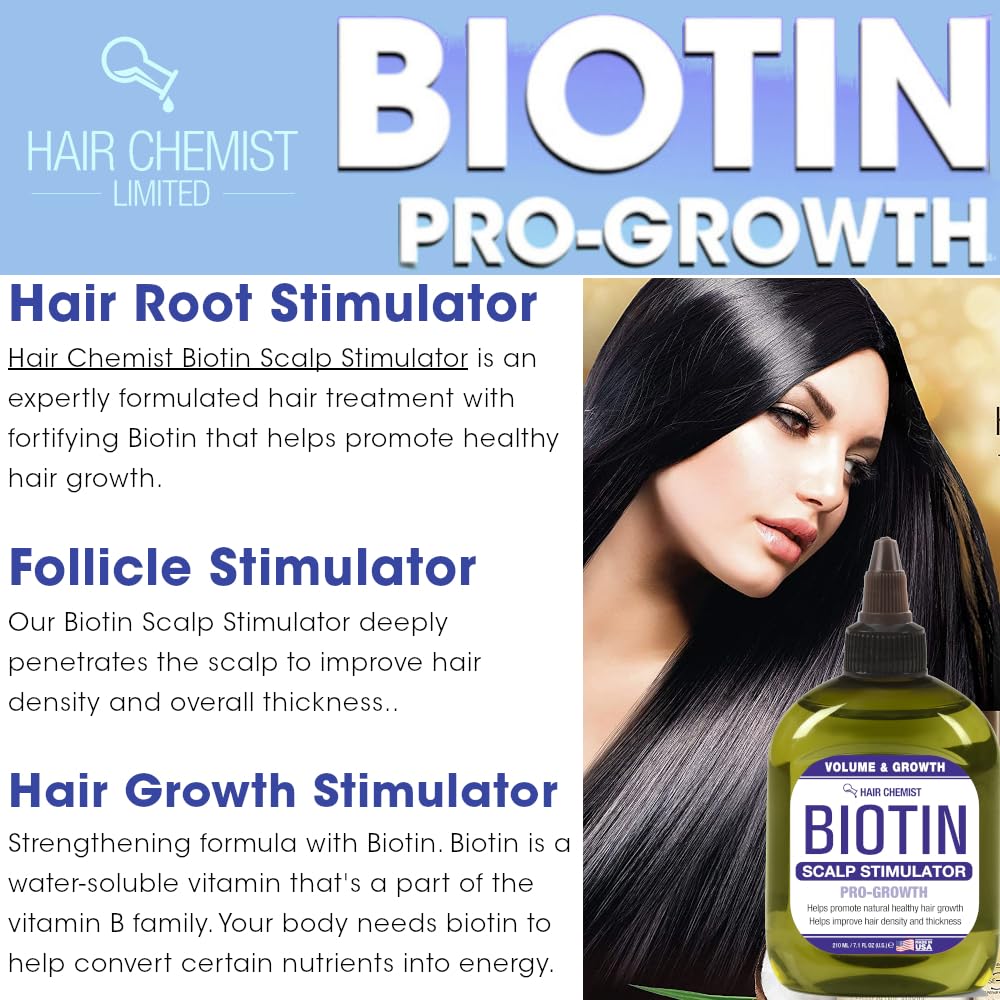Hair Chemist Volume & Growth Biotin Pro-Growth Scalp Stimulator 7.1 oz. - Thickening Scalp Treatment for Hair Growth, Biotin Scalp Oil Treatment