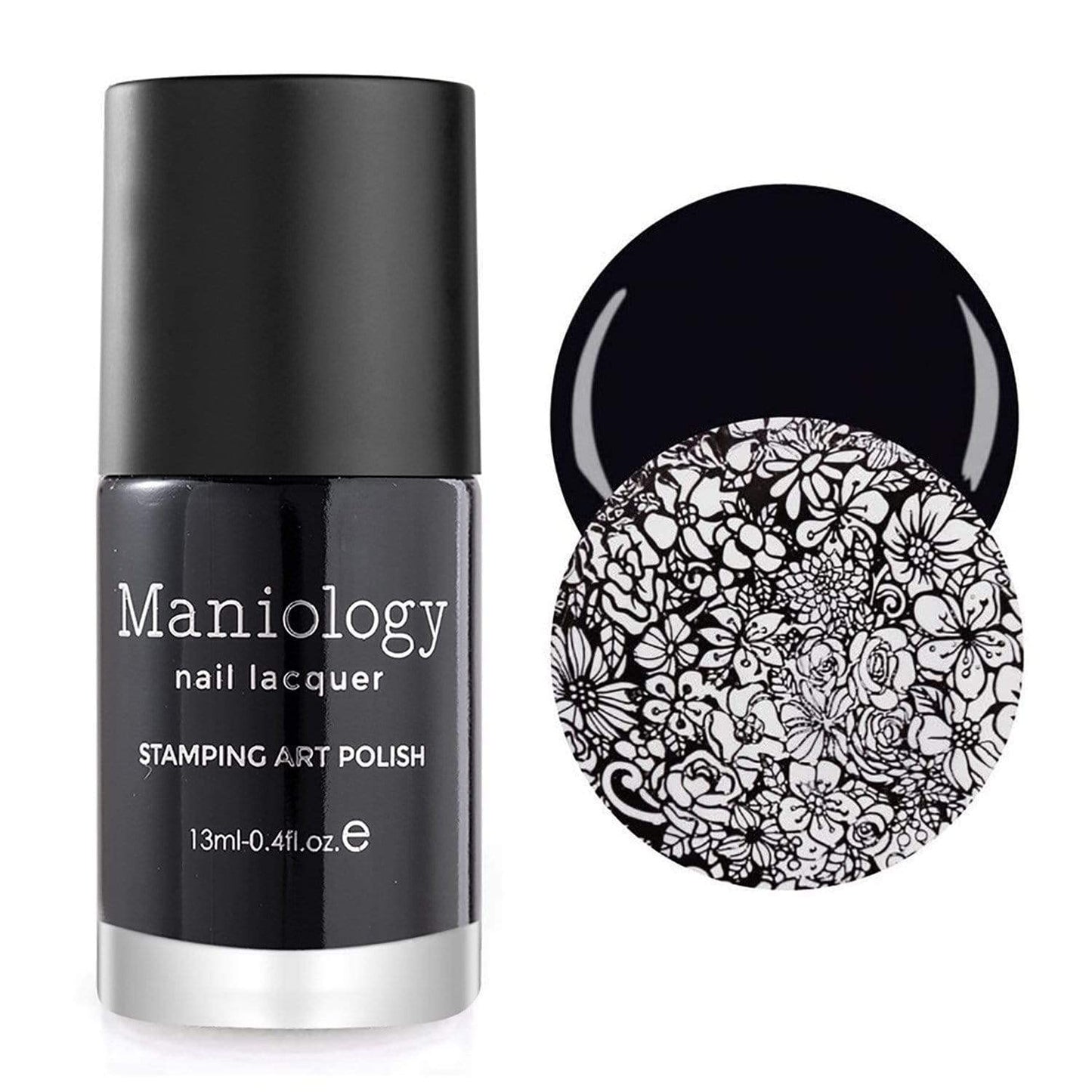 Maniology Black & White Nail Polish Duo - Smudge-Free Top Coat | 3-Piece Set | 13ml Bottles for Stamping & DIY Manicures
