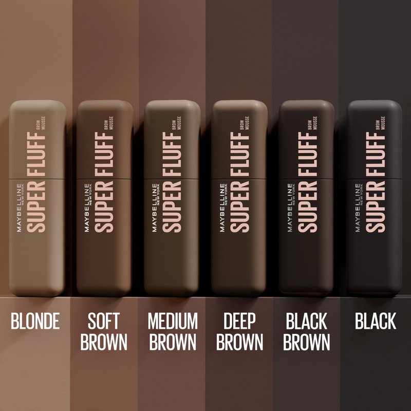 Maybelline Superfluff Volumizing Brow Mousse, All Day Tinted Brow Gel For Soft Full Brows, Medium Brown, 1 Count