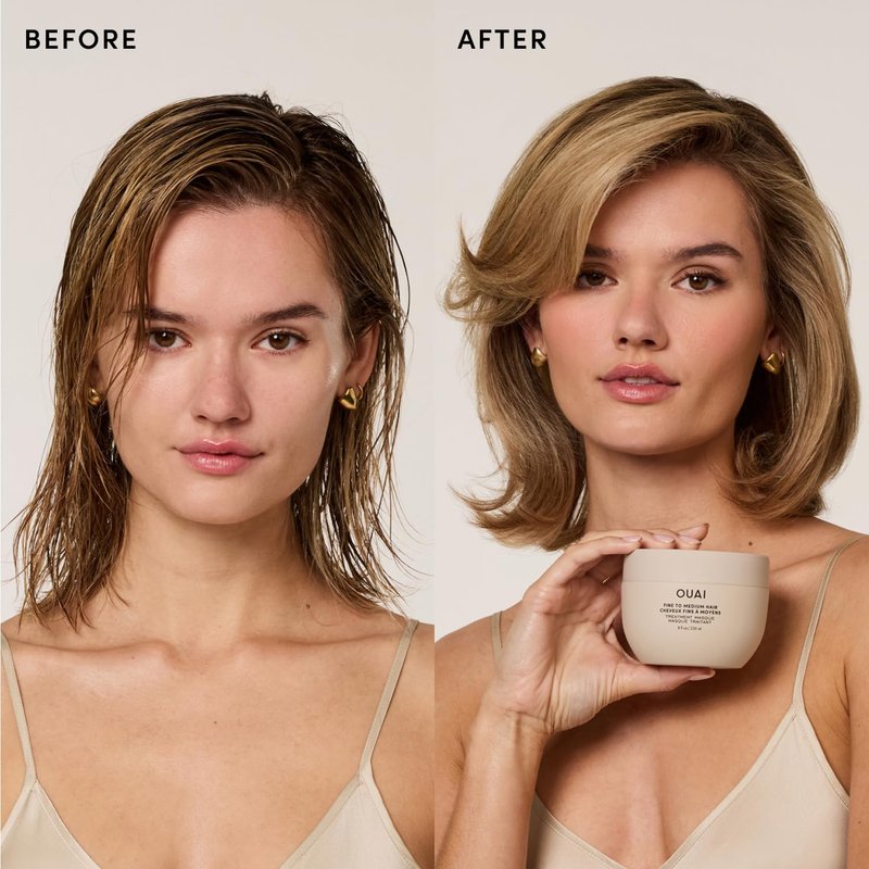 OUAI Hair Treatment Mask - Deep Conditioning for Fine to Medium Hair | Hydrates, Strengthens & Repairs Damage (3.4 oz)