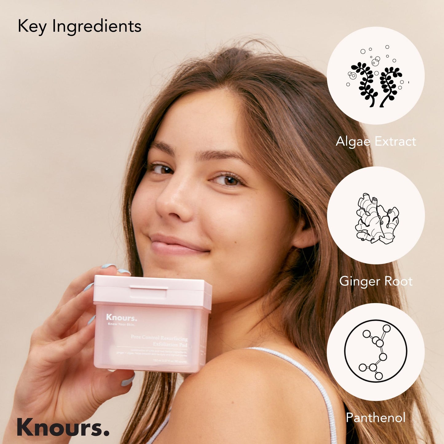 Knours. Pore Control Resurfacing Exfoliation Pad, Hydrating & Sebum Control with Plant Extract 90 Count (175ml 5.9 fl.oz.) K-Beauty Skincare