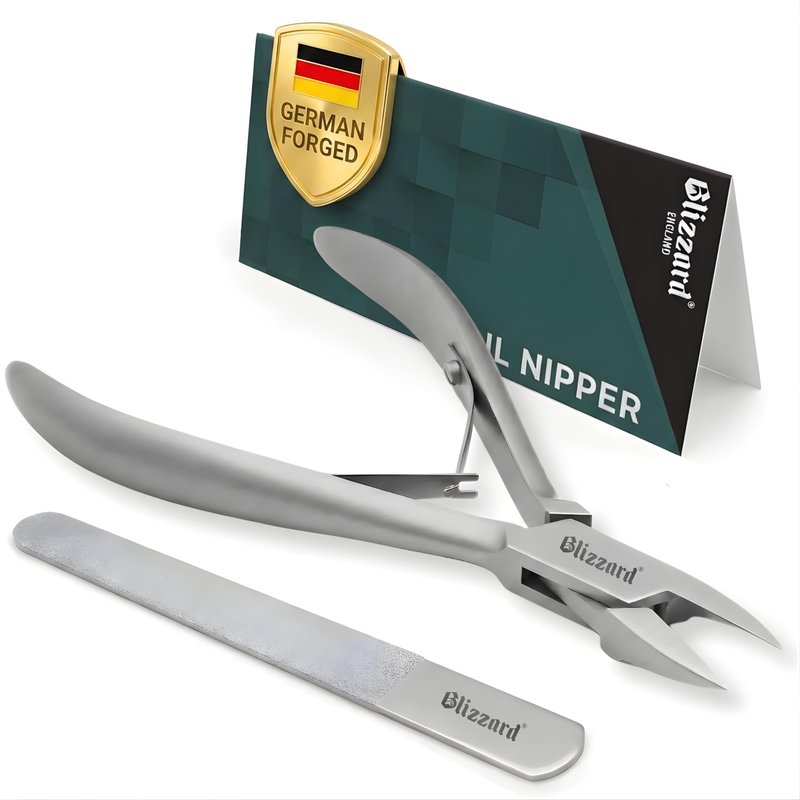 Blizzard Ingrown Toenail Clippers - Podiatrist Toe Nail Clippers for Thick Nails for Seniors - German Forged Nail Cutter - Ingrowing Nail Clippers for Men with Toenail File - 5" Straight Head