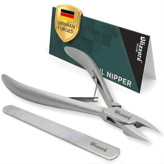 Blizzard Ingrown Toenail Clippers - Podiatrist Toe Nail Clippers for Thick Nails for Seniors - German Forged Nail Cutter - Ingrowing Nail Clippers for Men with Toenail File - 5" Straight Head