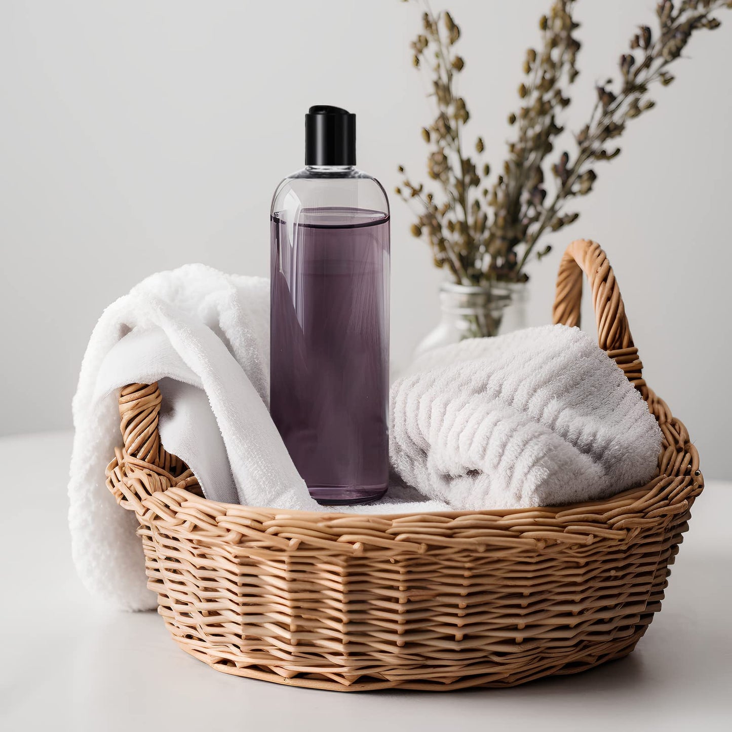 Nuenen 16 oz 24 Pcs Plastic Empty Bottles Squeeze Travel Containers with Black Disc Cap Refillable Shampoo Travel Bottles for Toiletries Lotion Container for Body Soap Cream (Clear)