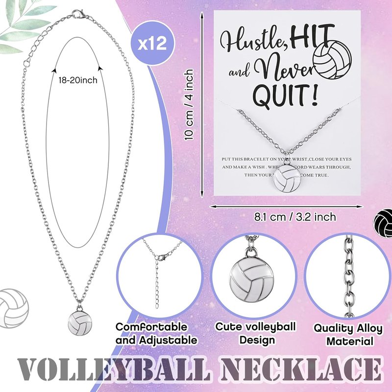 Volleyball Team Gifts for Teen Girls - 48 Pcs Set with Hair Scrunchies, Charm Bracelets, Necklaces & Cosmetic Bags