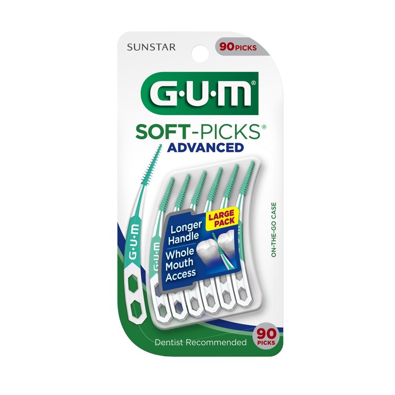 GUM Soft-Picks Advanced – Easy-to-Use Interdental Picks for Plaque Removal & Gum Health with Convenient Carry Case, Dentist Recommended, 90 Count (Pack of 4) 360 Total