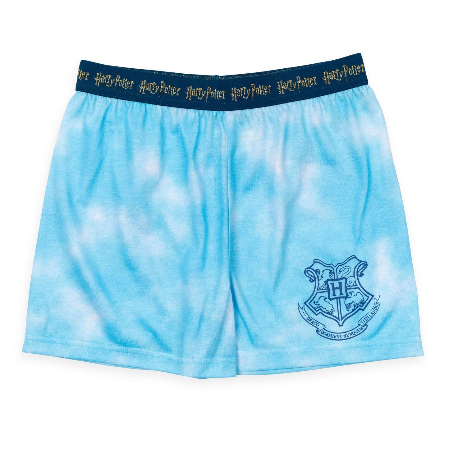 Harry Potter Gryffindor Hufflepuff Ravenclaw Slytherin Little Girls Pajama Shirt and Shorts Sleep Set Tie Dye Blue 7-8