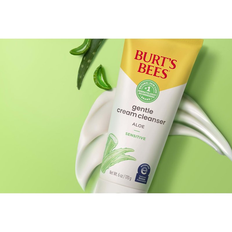 Burt's Bees Gentle Cream Cleanser - Aloe for Sensitive Skin, 98.9% Natural, 6 Oz