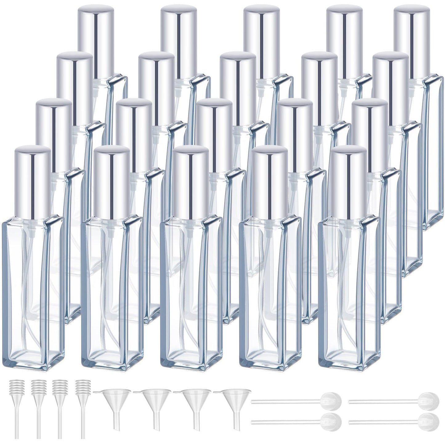 Singhoow 20 Pcs Perfume Travel Refillable 20 ml, Mini Cologne Perfume Bottles Empty, Portable Sprayer for Travel Size Spray Bottle Pocket Glass Spray Bottles Toiletries Sample Dispenser(Gray)