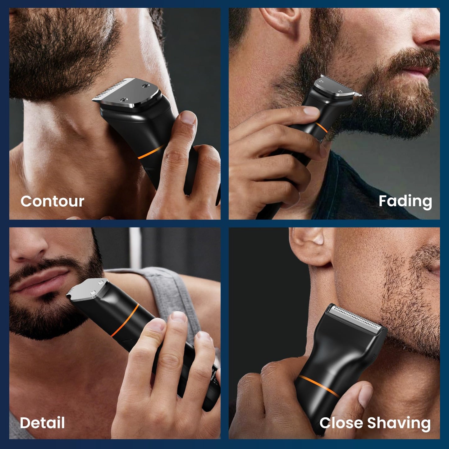 MAXGROOM 6 in 1 Beard Trimmer for Men, Waterproof Cordless Electric Razor Shaver, Men's Grooming Kit for Mustache, Hair, Face, Nose and Body, USB Recharge Dock - Black