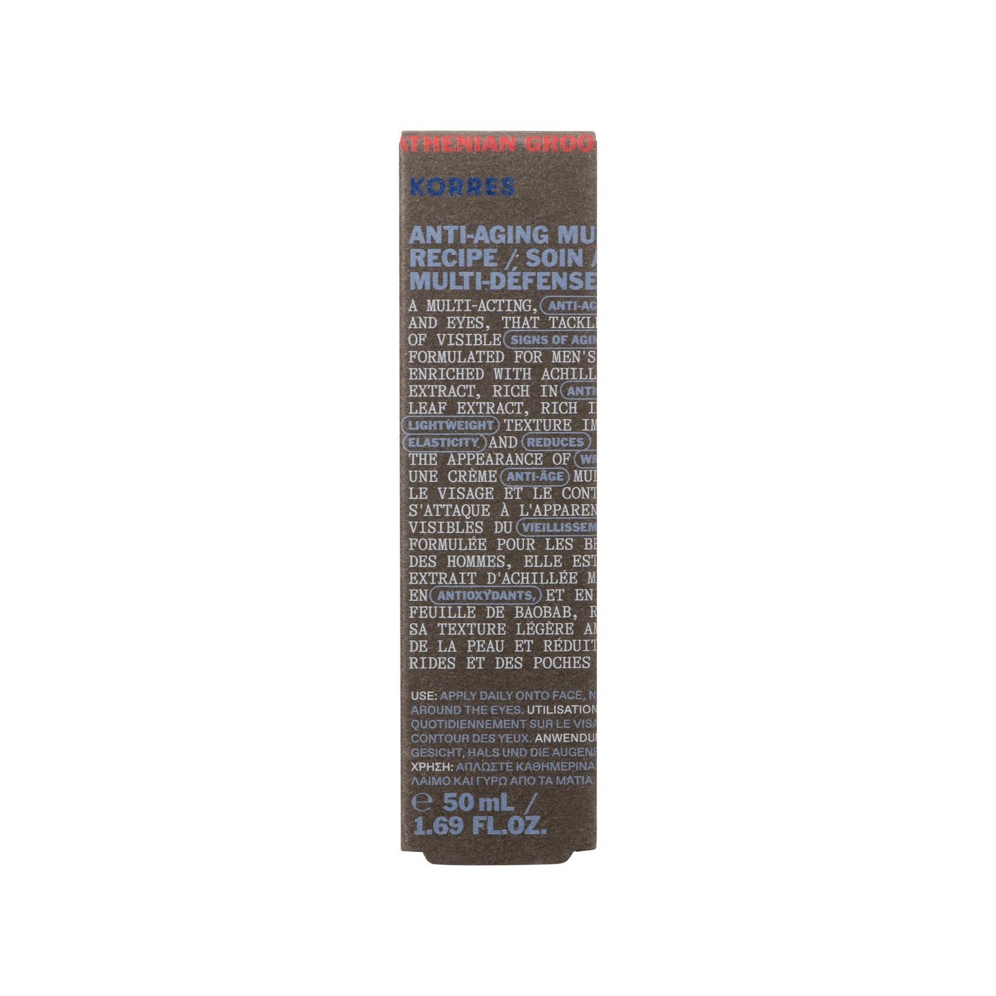 KORRES Athenian Grooming Anti-Ageing Face & Eye Cream with Achillea Millefolium & Baobab Leaf Extracts, Reduces Fine Lines, Smooths Wrinkles & Puffiness, Vegan, For Men, 1.69 fl oz