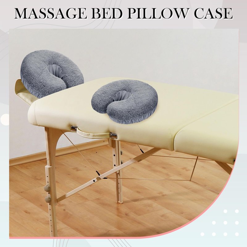 Mixweer 2 Pcs Massage Face Cradle Cover Fleece Massage Table Headrest Cover 14.6'' x 13'' Beauty Bed Headrest Pillow Pad, Exclude Pillow Insert(Gray)
