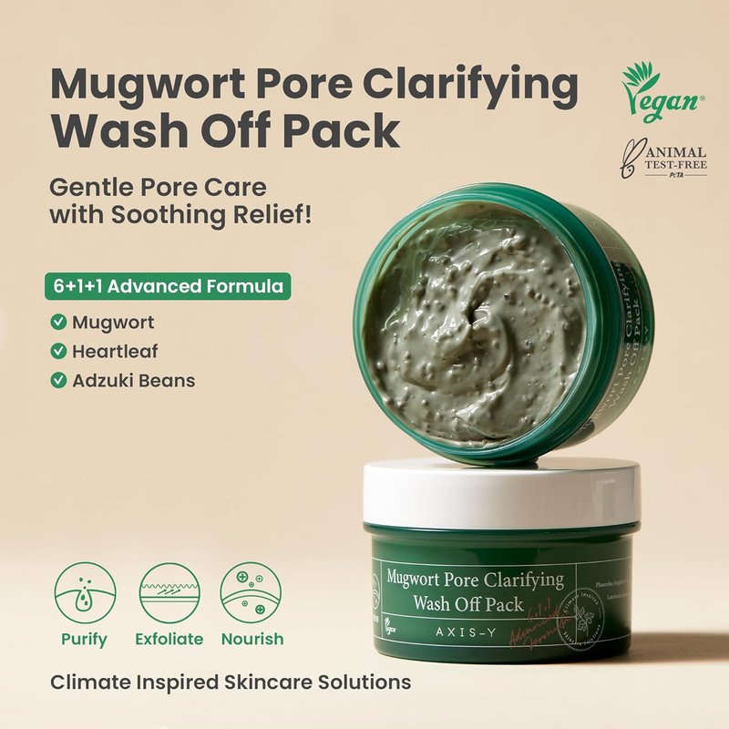 Mugwort Pore Clarifying Wash Off Pack - Vegan Face Exfoliator for Clogged Pores & Blackheads | 3.38 fl. oz.