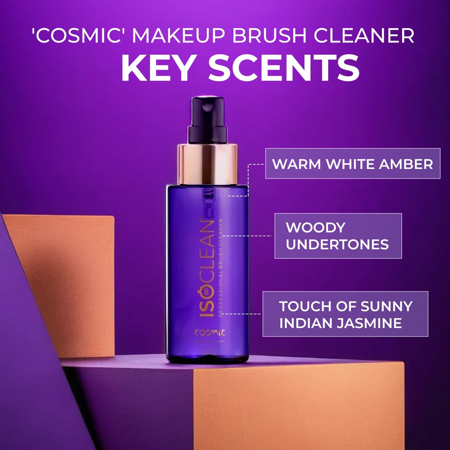ISOCLEAN Makeup Brush Cleaner – Gentle Daily Use Solution, Reduces Product Buildup, Improves Application, Easy Clean Brush Cleaning Solution & Sponge Cleaner - Spray Top, Cosmic Fragrance 3 fl oz