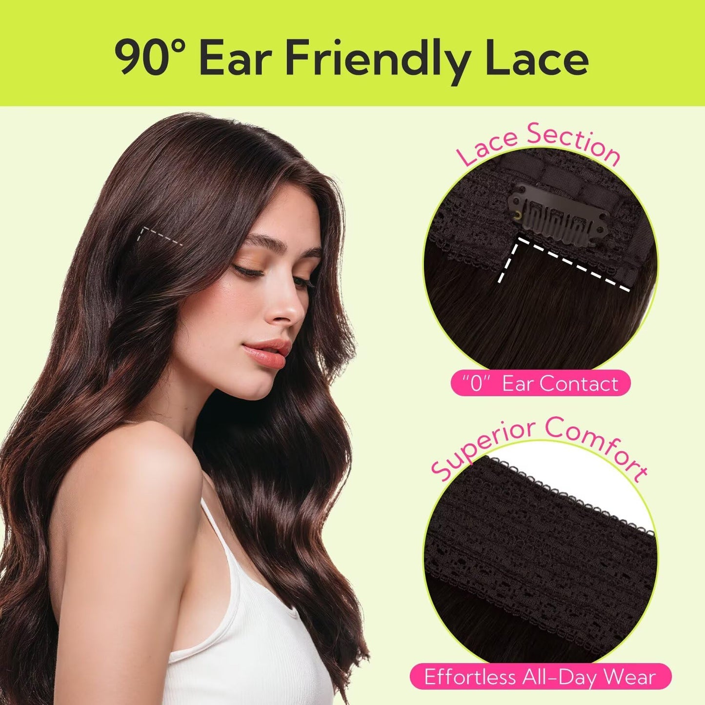 HOTBANANA Wire Hair Extensions, 14 inch 75g Light Dark Brown Invisible Fish Line Real Human Hair Extensions Straight
