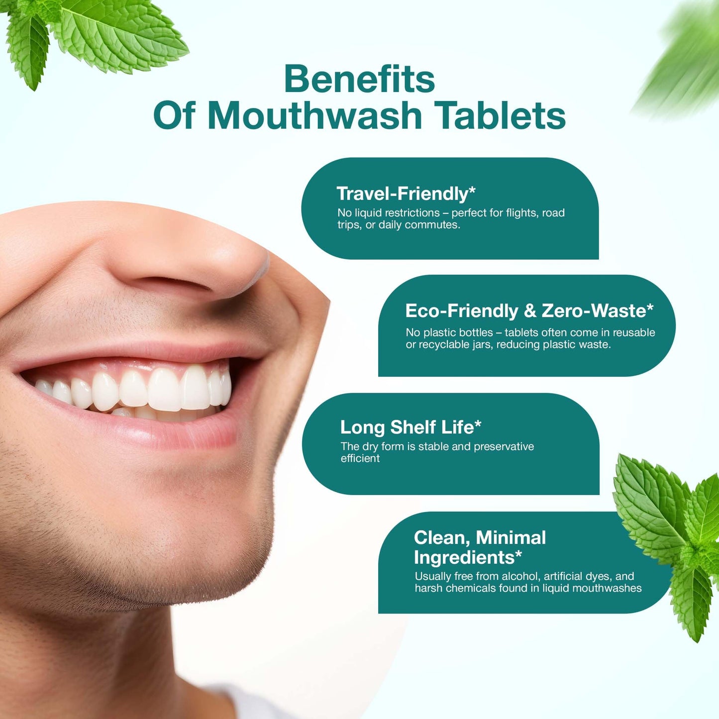 Bargad Mouthwash Tablets – Natural Mint Flavor | 90 Count | Travel-Friendly, Alcohol-Free, Eco-Friendly Oral Rinse Tablets | Freshens Breath, Supports Oral Hygiene | Just Add Water