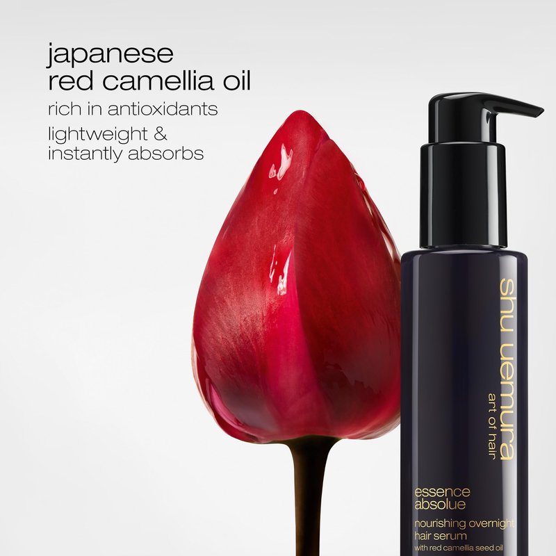 shu uemura art of hair Essence Absolue Nourishing Overnight Hair Serum - Hydrates and Detangles, Reduces Frizz and Enhances Shine, Lightweight Formula, 5 Fl Oz