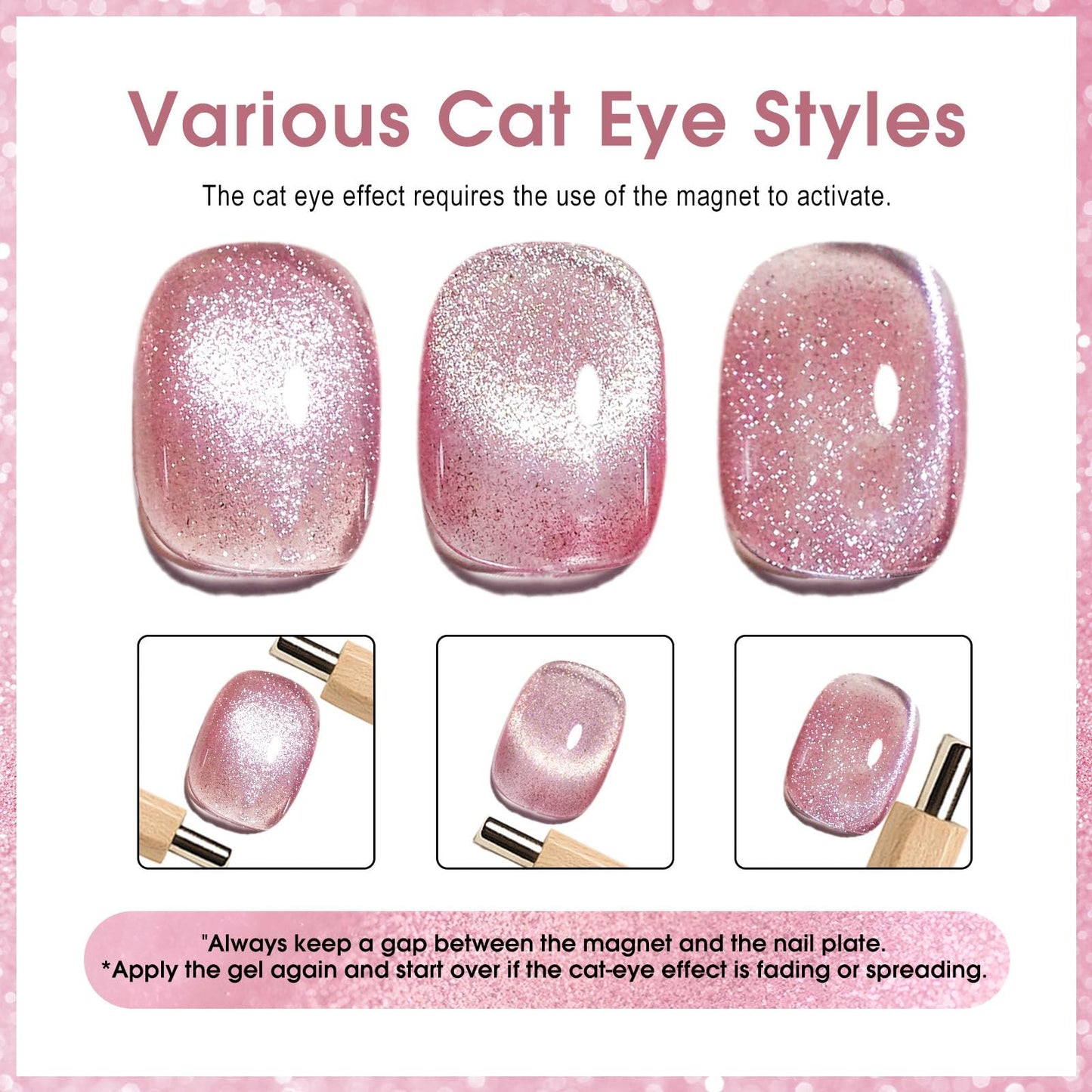 CANNI 8 Pcs 9 ML Cat Eye Gel Nail Polish Set, Red Purple Pink Blue Green Glitter Rainbow Holographic Cat Eye Gel Polish Kit with Magnet Colors Nail Art Manicure Salon DIY Gifts