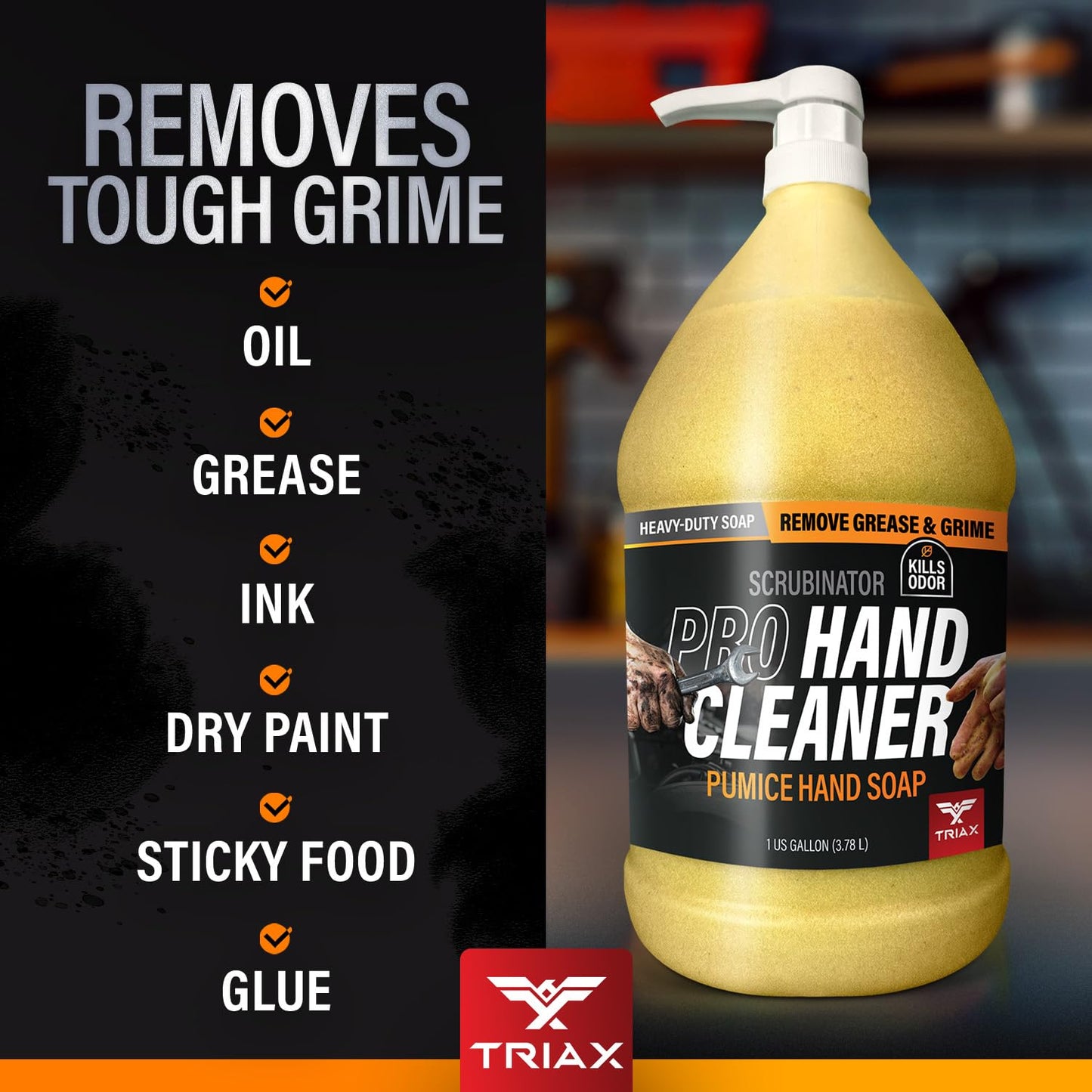 Triax Scrubinator Heavy Duty Hand Scrub - Tough Grease & Dirt Remover | 1 Gallon, Skin Moisturizing Formula