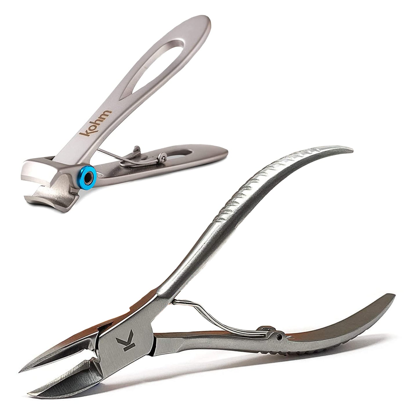 KOHM Nail Clippers & Ingrown Toenail Clippers for Thick Nails - Heavy Duty, Wide Mouth Professional Fingernail and Toenail Clippers for Men, Women & Seniors, Professional Podiatrist Tool