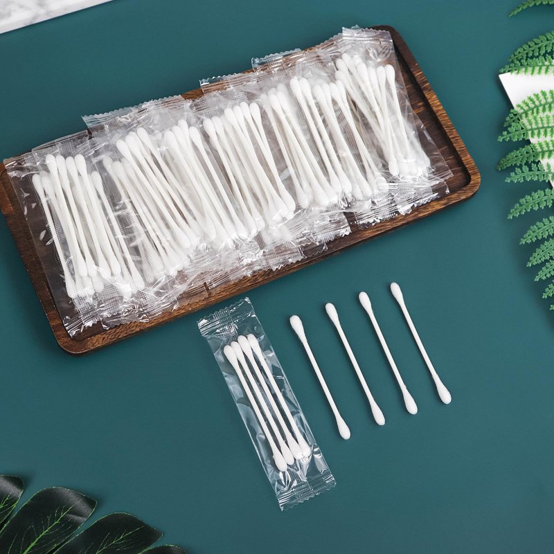 500 Pack Cotton Swabs, Individually Wrapped Cotton Swab, Individually Wrapped Double Tipped Paper Sticks for Ear, Make-up (500 Pack(4pcs per Bag))