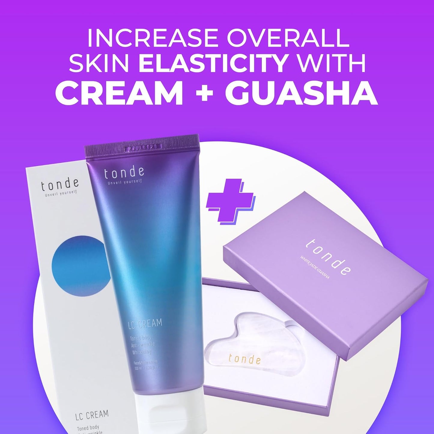 Tonde LC Cream - Skin Tightening Moisturizer with Gua Sha Stone | Korean Face & Body Cream (3.38 Fl. Oz)