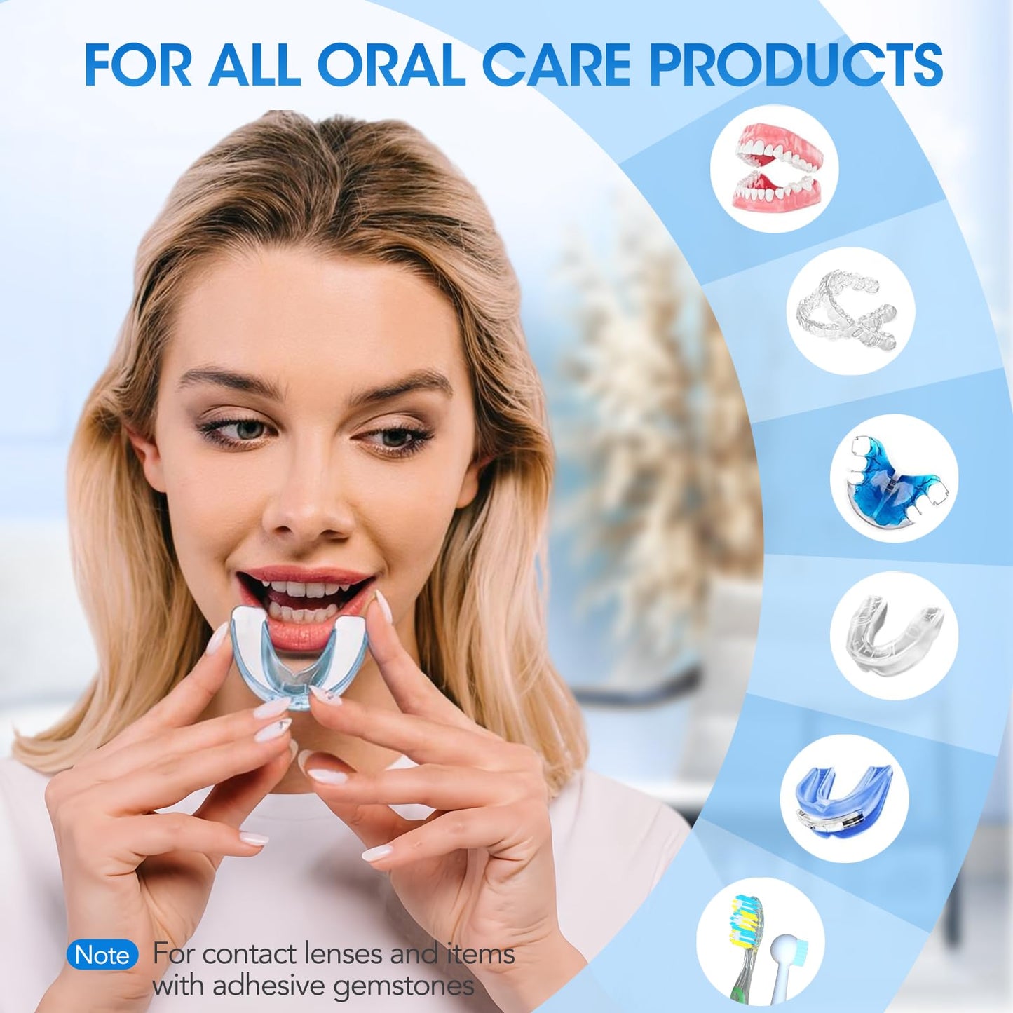 Ultrasonic Retainer Cleaner Machine, Cleaning Pod for Jewelry Cleaner, Dentures, Mouth Guards, Rings, Earrings, Glasses- 200ML 45kHz One-Touch 5-Minute Deep Clean (White)