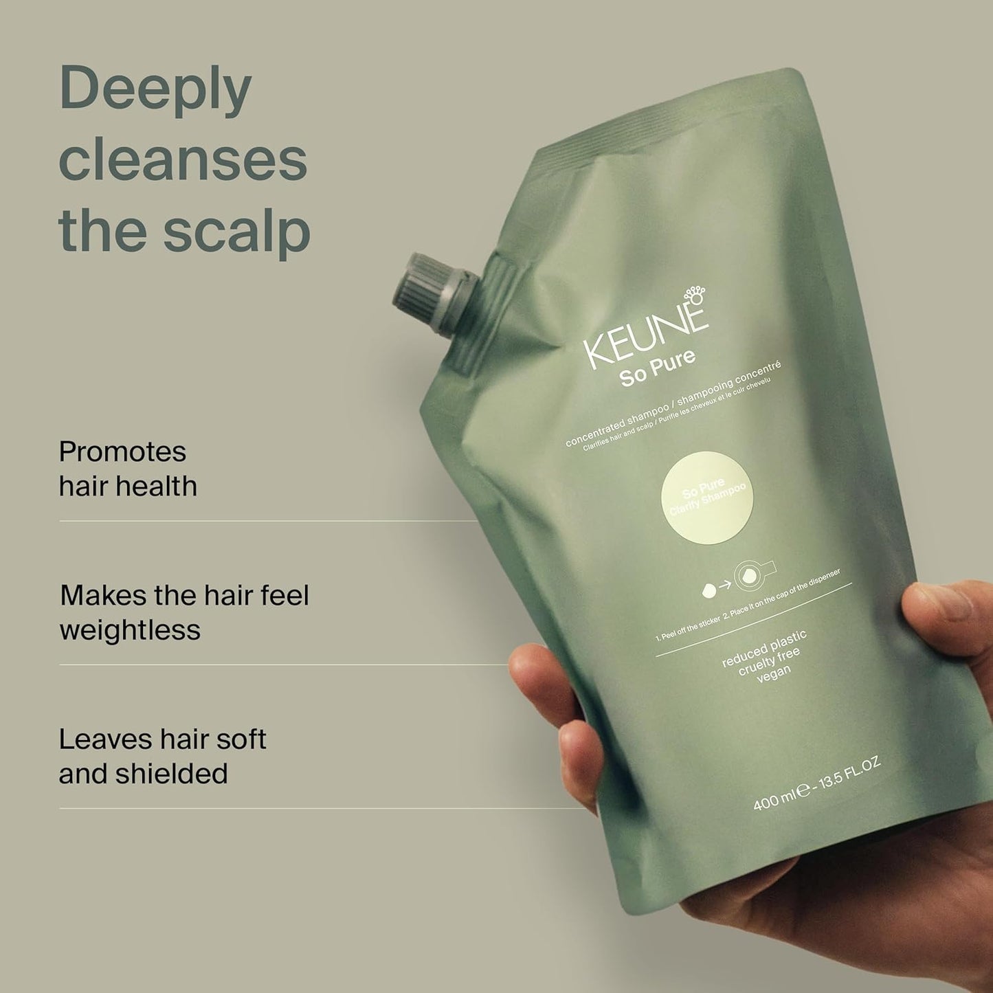 Keune So Pure Clarify Shampoo Refill - Deep Cleansing Detox Formula | 13.5 Fl Oz