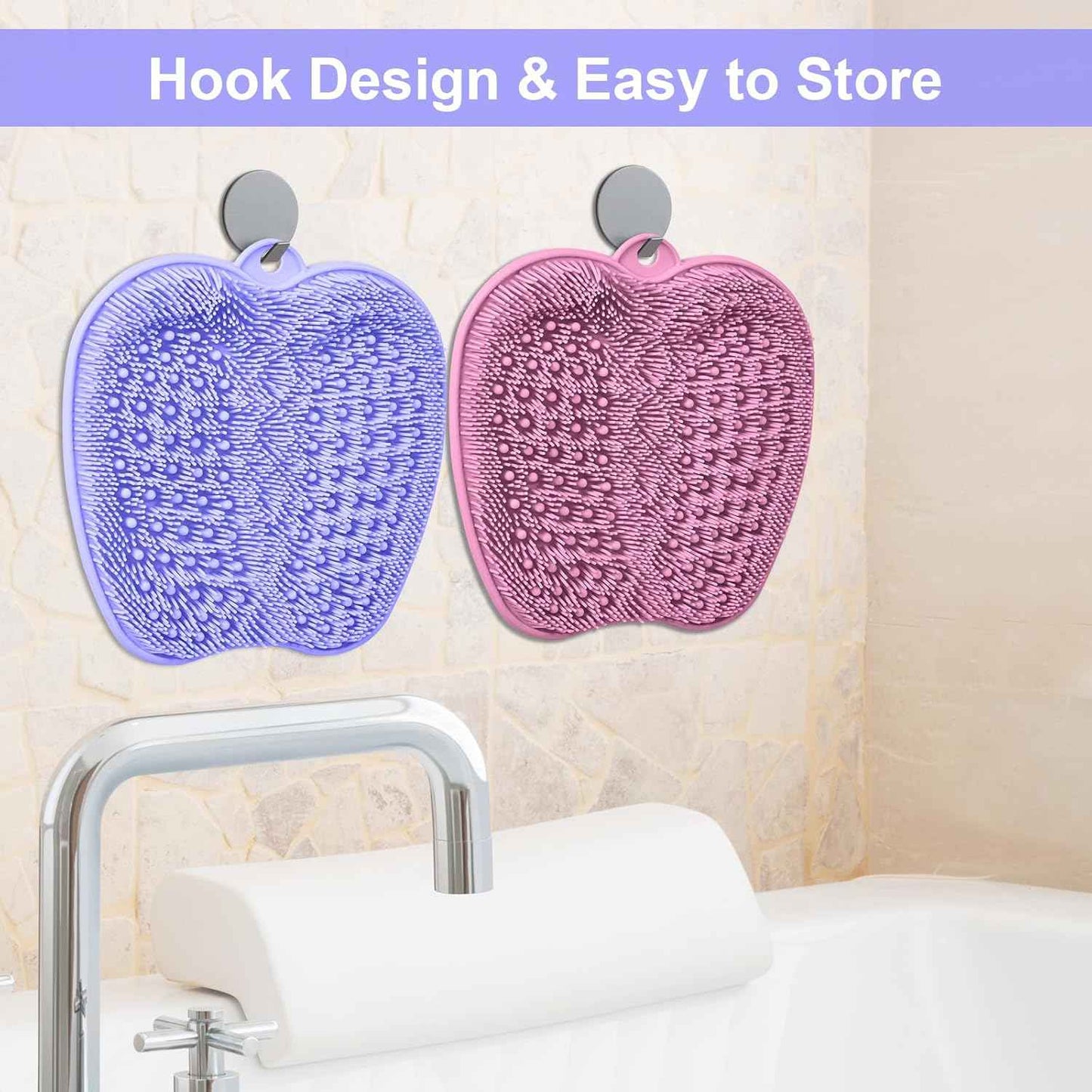 Foot Scrubber Mat for Shower - 2-Pack Exfoliating Foot Cleaners, No Bend Design
