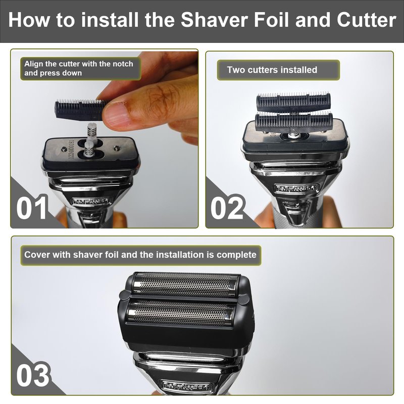 Shaver Replacement Foil and Cutter,Compatible with BaBylissPRO FXONE BlackFX Double Foil Stick Shaver,Black