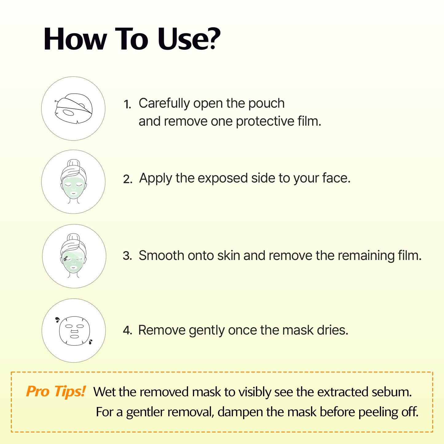 ClearDea Green Tangerine Pore Tok-Tok Sheet Mask (3-in-1 Bio-Cellulose Gel) (Eosidin Care) – Pore Care, Sebum Control, Collagen Peel Off Facial Skincare for Deep Cleansing & Smooth Skin, 4 Sheets