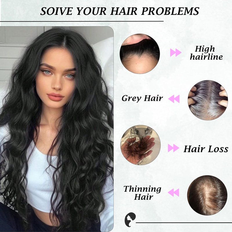 Synthetic Hair Toppers for Women - Curly Clip-In Bangs | 20-Inch Volume Solution for Thinning Hair