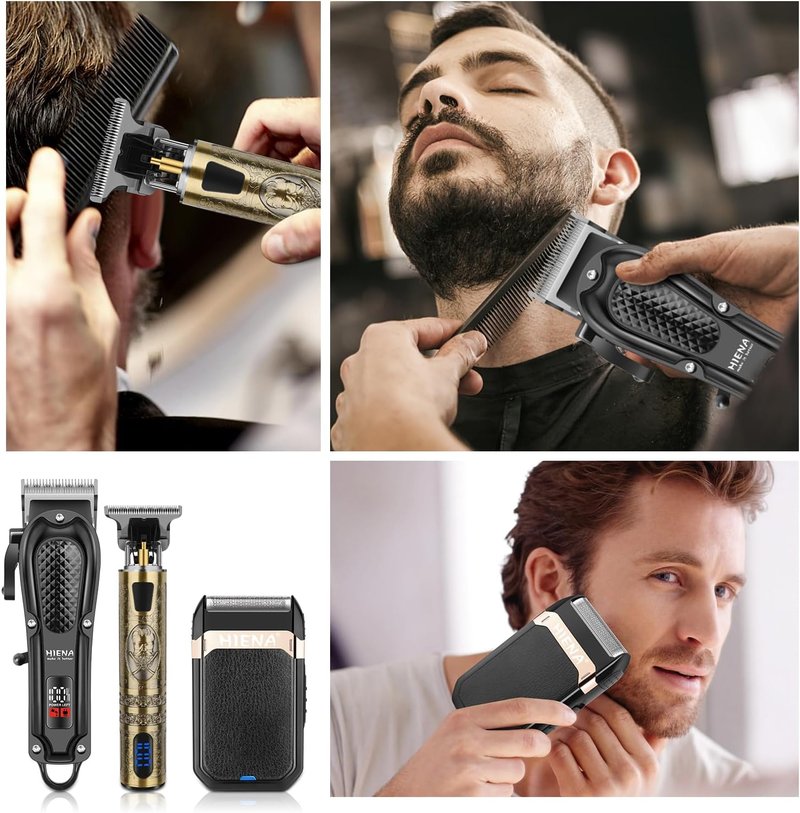 Professional Hair Clippers for Men - Cordless 3-in-1 Hair Cutting Kit with LED Display | USB-C Rechargeable Foil Shaver