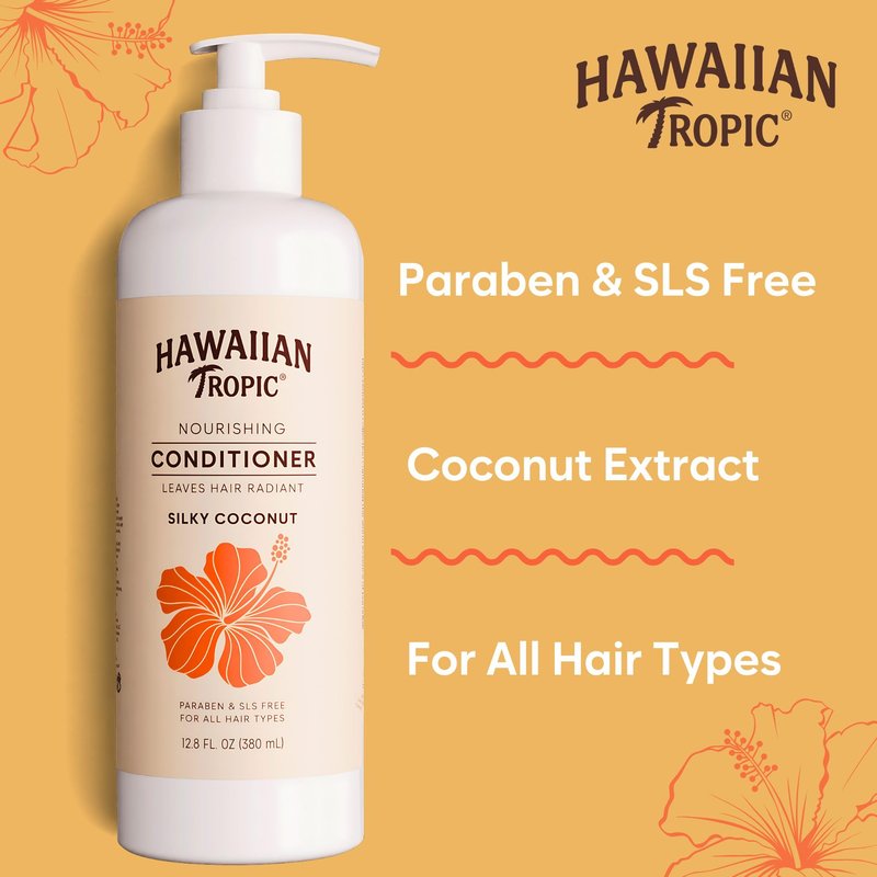 Hawaiian Tropic Silky Coconut (5 Pack) Bulk Hotel Amenities - 380ml Bottles (64 fl oz Total) - SLS Free Toiletries for Airbnb Hosts, Guest Bathrooms & Vacation Rentals (Conditioner)