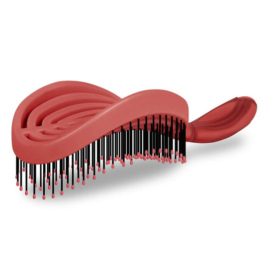 NuWay DoubleC Pro Professional Detangling Hair Brush – Patented Double Curve Scalp Care Brush for Gentle Detangling, Blow-Dry Styling & Wet or Dry Hair (Red)