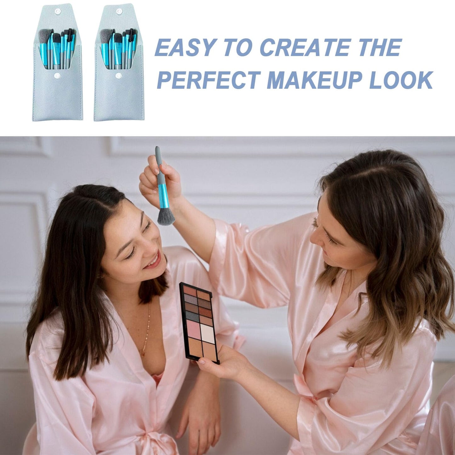 16 Sets Travel Makeup Brush Set Bulk Brushes Bag Mini Face Make up Brushes Brushes Bag for Makeup Party Favors Wedding Bridal Shower Favors Bridesmaid Gift Bachelorette Party Gift(Blue)