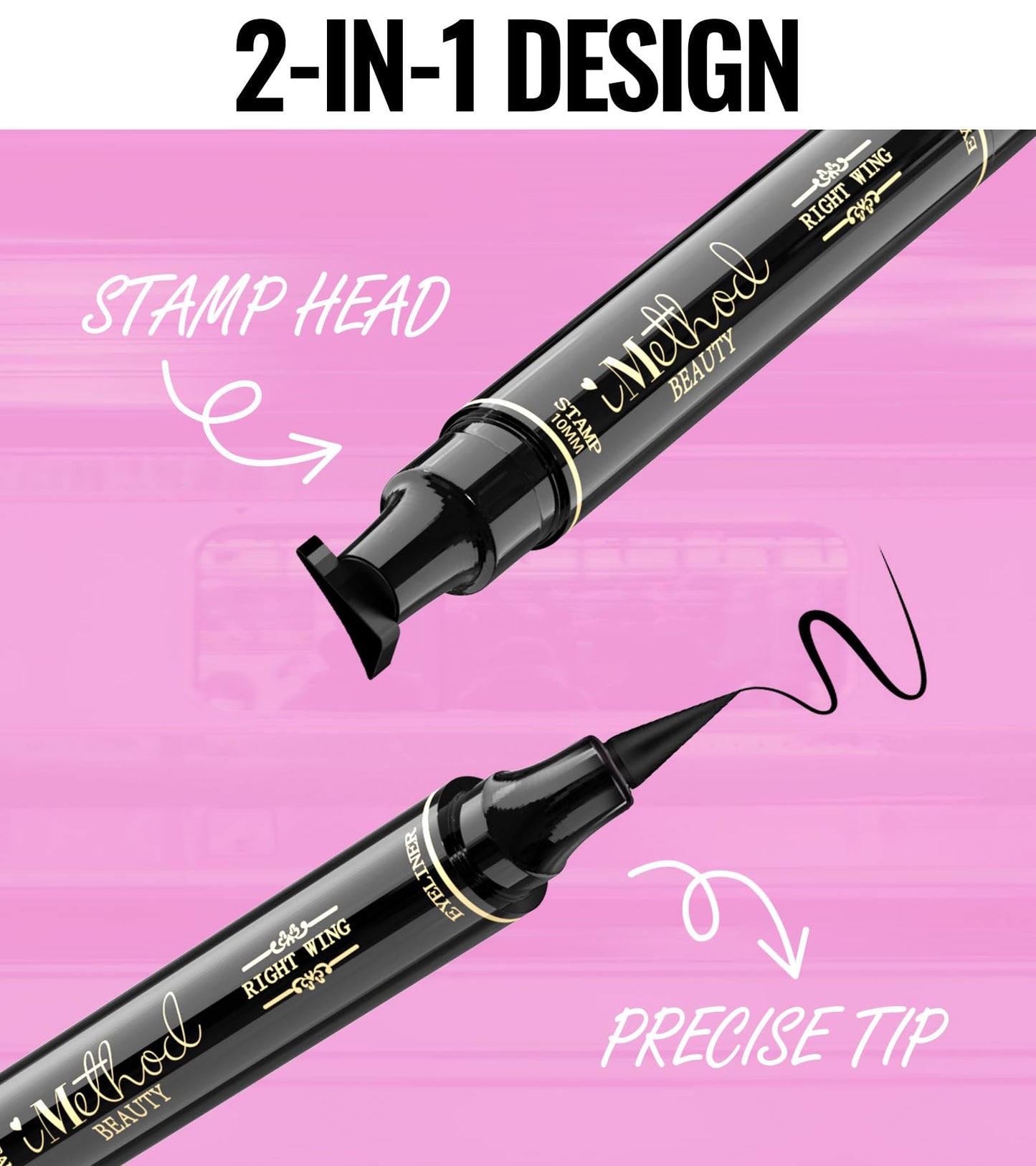 iMethod Winged Eyeliner Stamp - 2 Pens, Perfect Wing Cat Eye Liner, Waterproof & Smudge-proof, 10 mm