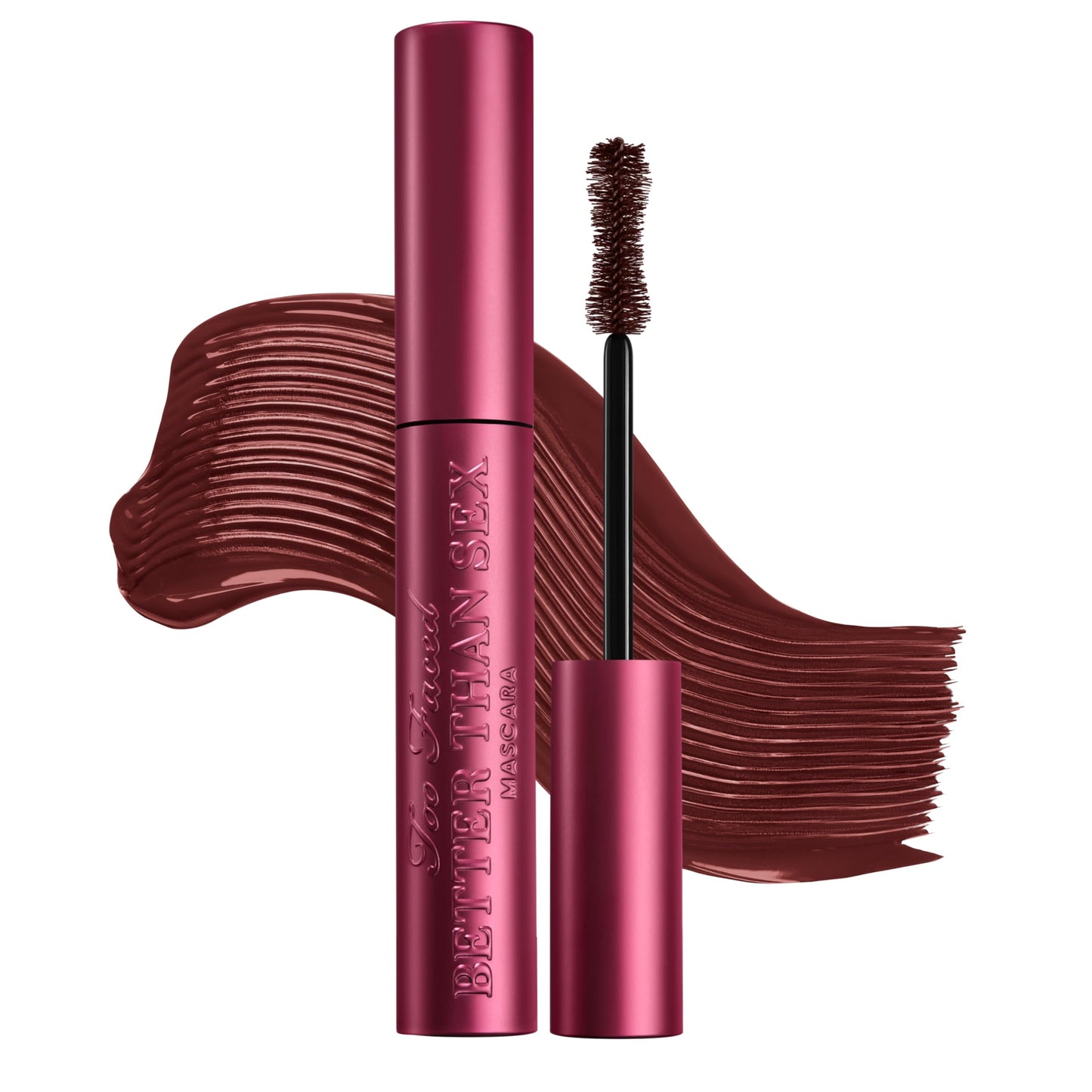 Too Faced Better Than Sex Volumizing and Lengthening Mascara | Vegan Formula for Dramatic Volume and Length | Cruelty-Free Eye Makeup with Hourglass Brush for False Lash Effect, Burgundy, 0.27 Fl Oz