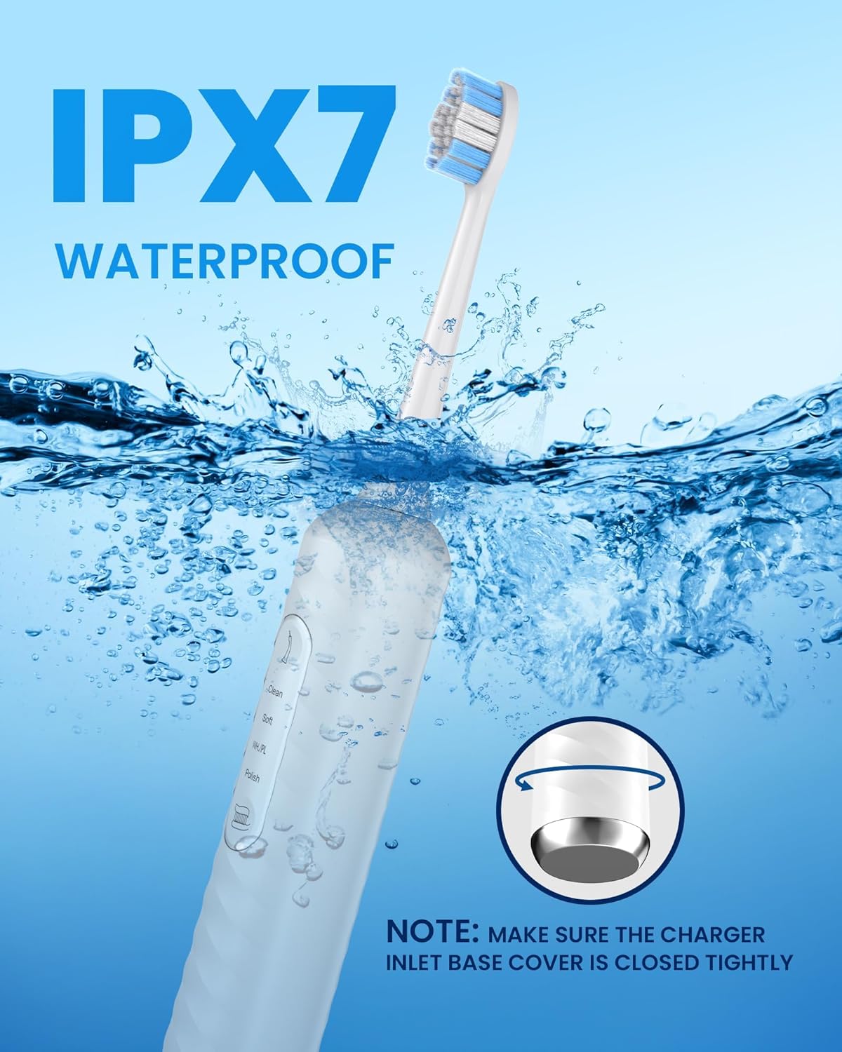 Electric Toothbrush & Water Flosser - 3-in-1 Teeth Cleaning Kit with 7 Modes | Portable for Travel & Home (White)
