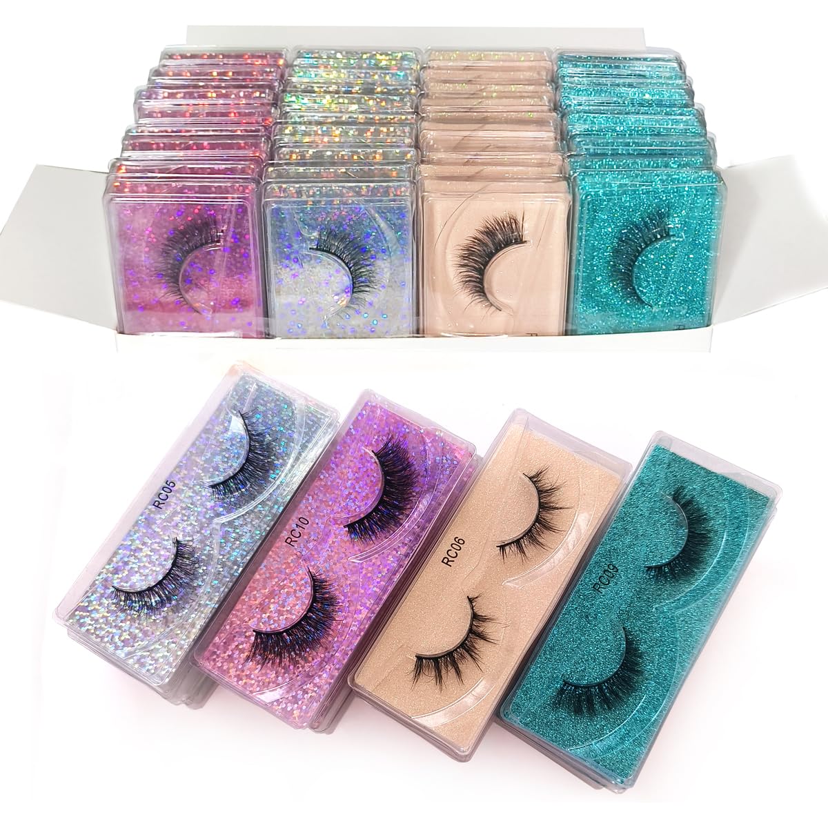 Ellazzle 30 Pairs False Eyelashes Natural, Wholesale 5D Fuffy Volume Lashes, Faux Mink Eyelash Bulk with Portable Boxes